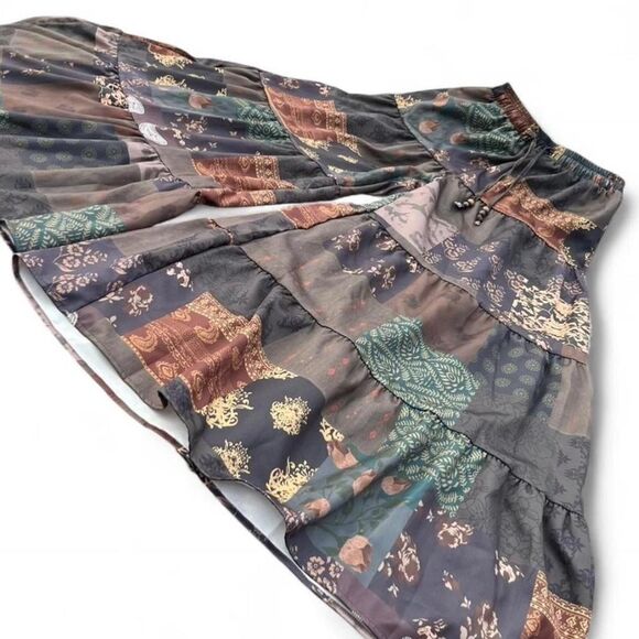 ROMWE Sun & Moon Patchwork Boho Palazzo Pants | Women's Medium | Wide Leg | Boho - Picture 4 of 8